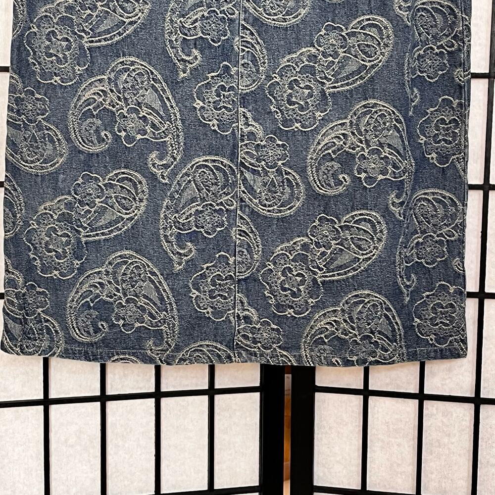 Vintage Liz Claiborne Petite Floral Blue Denim Skirt 8 Petite - Picture 10 of 11